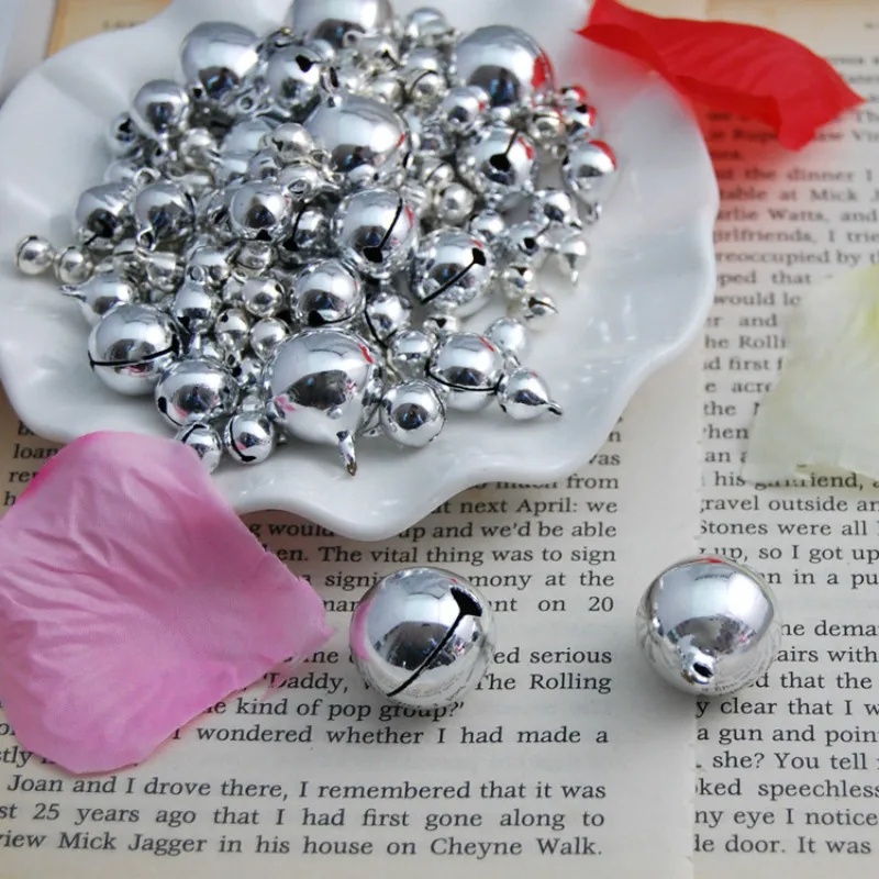 

6-25MM silver round copper bell 100pcs DIY belly dance waist bracelet jewelry accessories Christmas decoration pet neck hanging