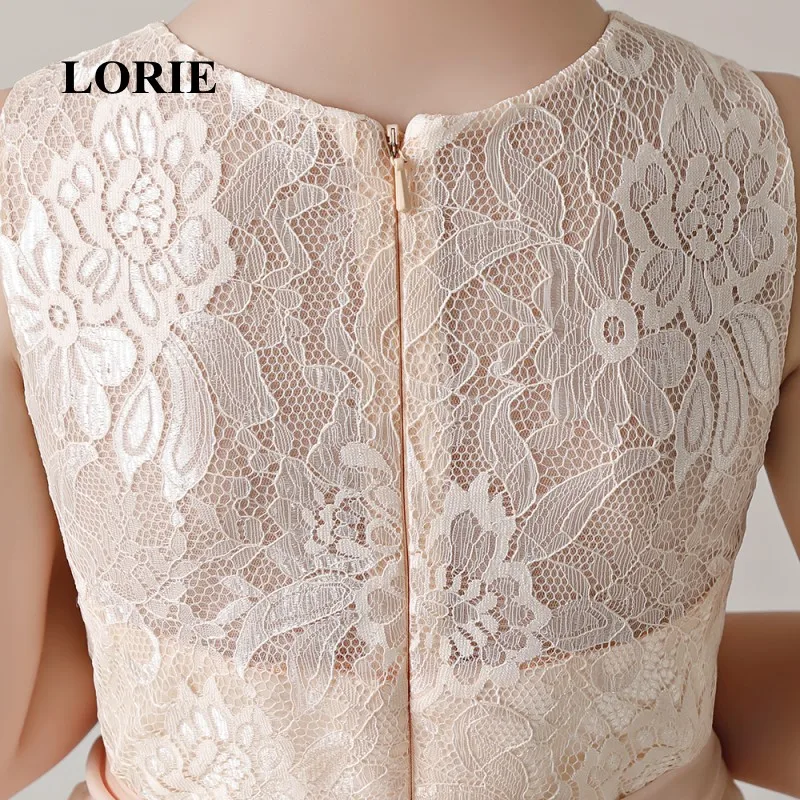 LORIE Long Flower Girl Dresses O-Neck A Line Decorated with Sahses Lace  Girl Party Dresses for Girl Pageant Free Shipping
