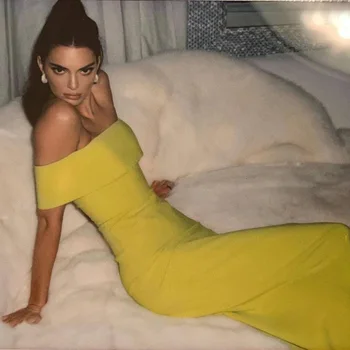 

2019 Women's Bandage Dresses Fishion Green Off Shoulder Long Wedding Evening Party Maxi Gown Vestidos Elegant Dress Wholesale