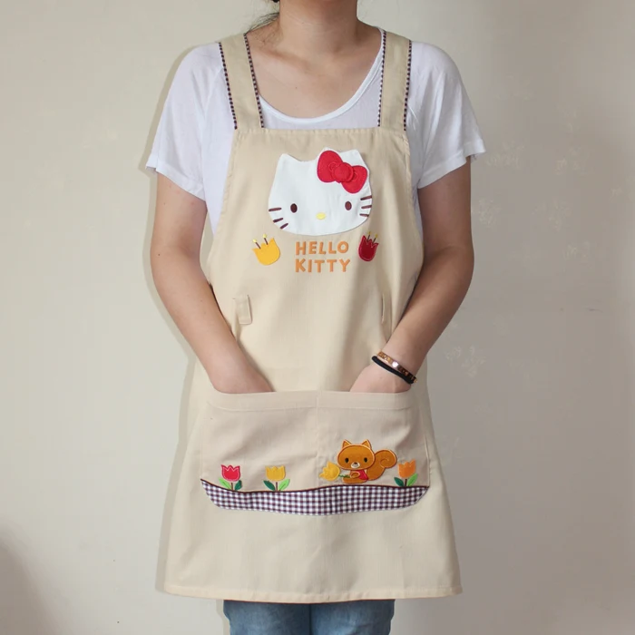 

Bodecin Beige Hello Kitty Japanese Woman Kitchen Apron Avental de Cozinha Divertido Tablier Cuisine Pinafore Apron