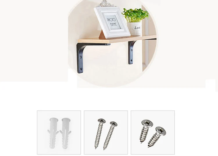 2 قطع الأسود/الأبيض المعادن القوس ل دعم قوس جدار الجرف خزانة حجرة مع تركيب مسامير 200*250 ملليمتر