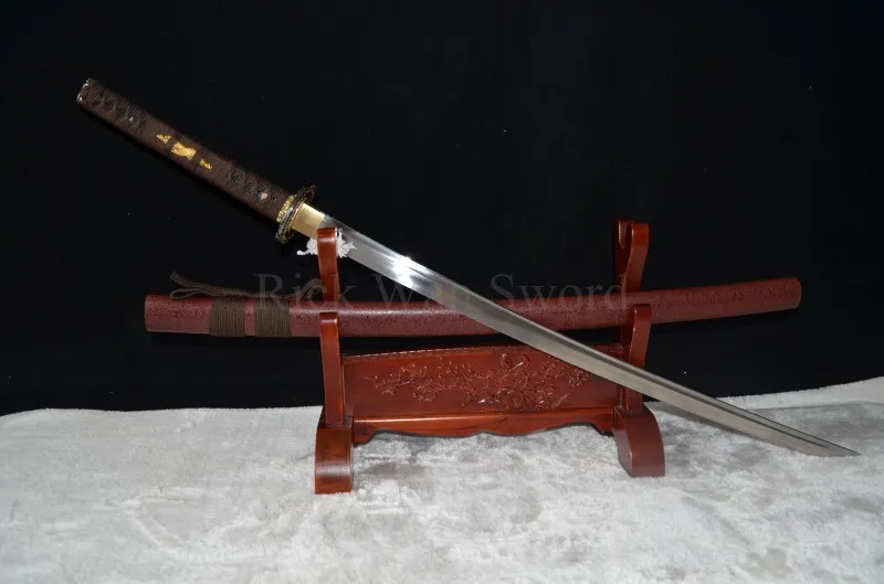 

HIGH QUALITY HANDMADE Japanese samurai sword katana 1060 carbon steel full tang can cut bamboo tree brown saya