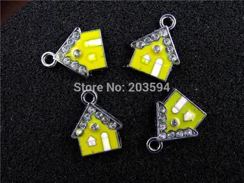 

AE426 Mix Color 20Pcs Alloy Metal Enamel House Charms Pendants 20x16mm