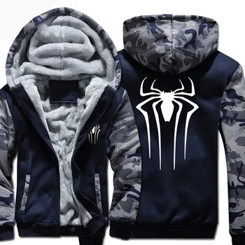 

[XHTWCY] New Winter Warm spiderman spider man Hoodies Marvel Hooded Coat Thick Zipper men casual cardigan Jacket Sweatshirt