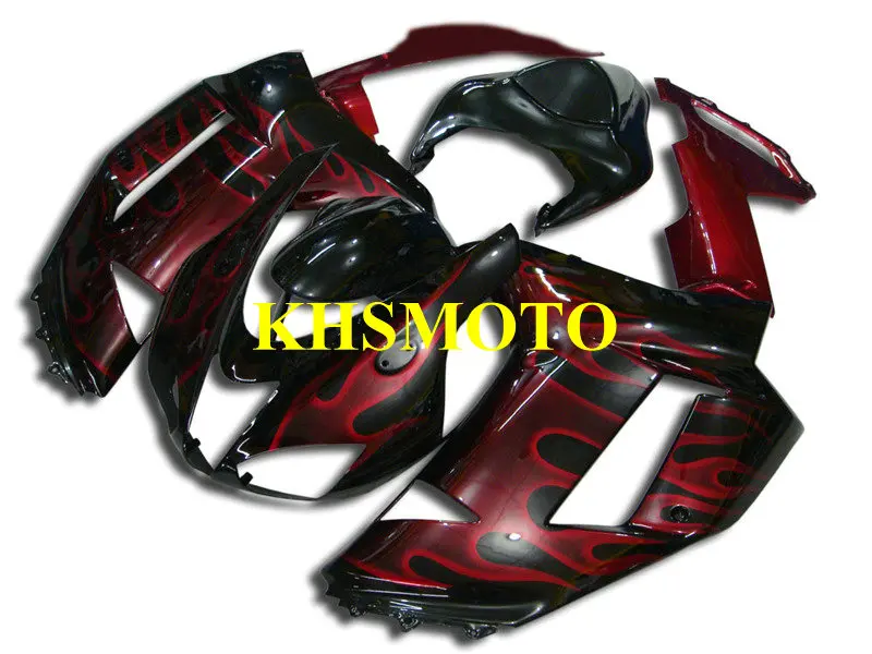 

Motorcycle Fairing Kit for KAWASAKI Ninja ZX6R 636 07 08 ZX 6R 2007 2008 zx6r ABS Red flames black Fairings set+gifts KT54