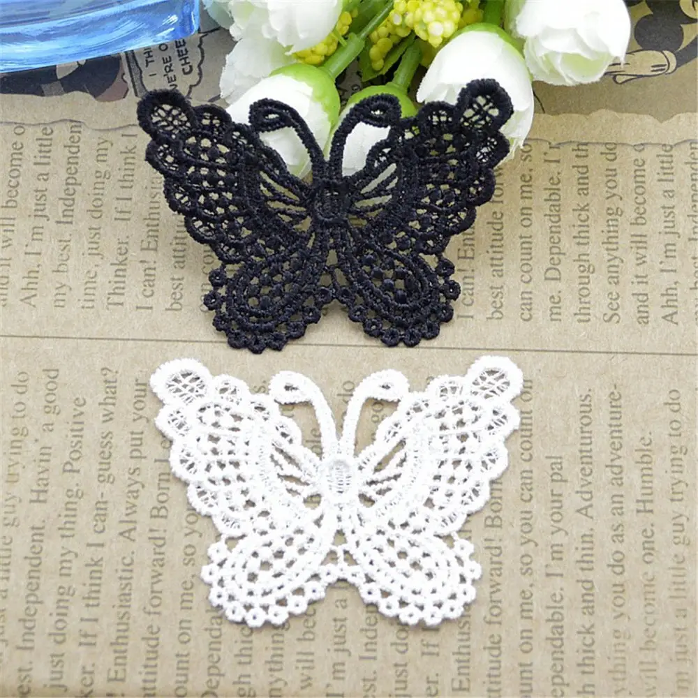 

Wholesale 1Yard Guipure Butterfly Applique Trimming Lace Ribbon 45mm Wide Jewelry Clothing Wedding Floral Accessories Gift DIY