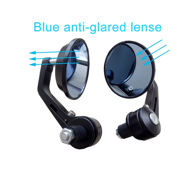 78 ( 22mm ) Motorcycle Mirror Round Handle Bar End Rear View Side Mirrors Moto Motorbike Scooters Rearview Blue Anti-glare (2)