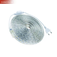 220v tira de led 5050 epstar chip com tomada elétrica 1 2 3 4 5 6 7 8 9 10 15 20 25 metros 60leds/m impermeável 7 cores ur