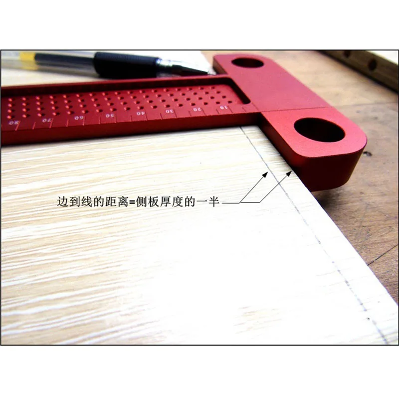 Comprar Trabajo de la madera agujero marcado gobernante de aleación de aluminio en forma de T gobernante de la madera mini marcado cruzado herramienta de medición de precisión Cruz cal