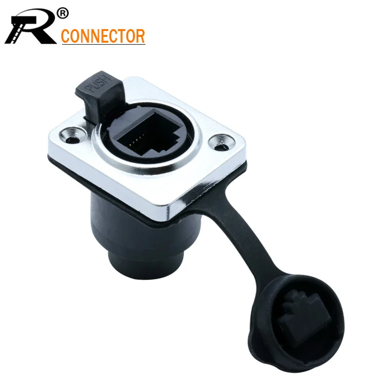 

1pc RJ45 plug socket screw type CAT5E waterproof connector panel mount metal ethernet PCB Network connector