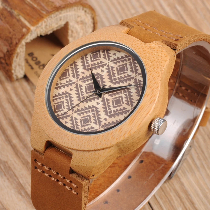 BOBO BIRD WF17L18 Retro Grain Dial Face Bamboo Wooden Watches Wood Watches for Men Women