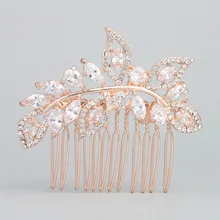 SLBRIDAL Роза Стразы золотого цвета Кристалл зубец Установка кубический циркон свадебные волосы расческа Свадебные CZ Аксессуары для волос подружки невесты