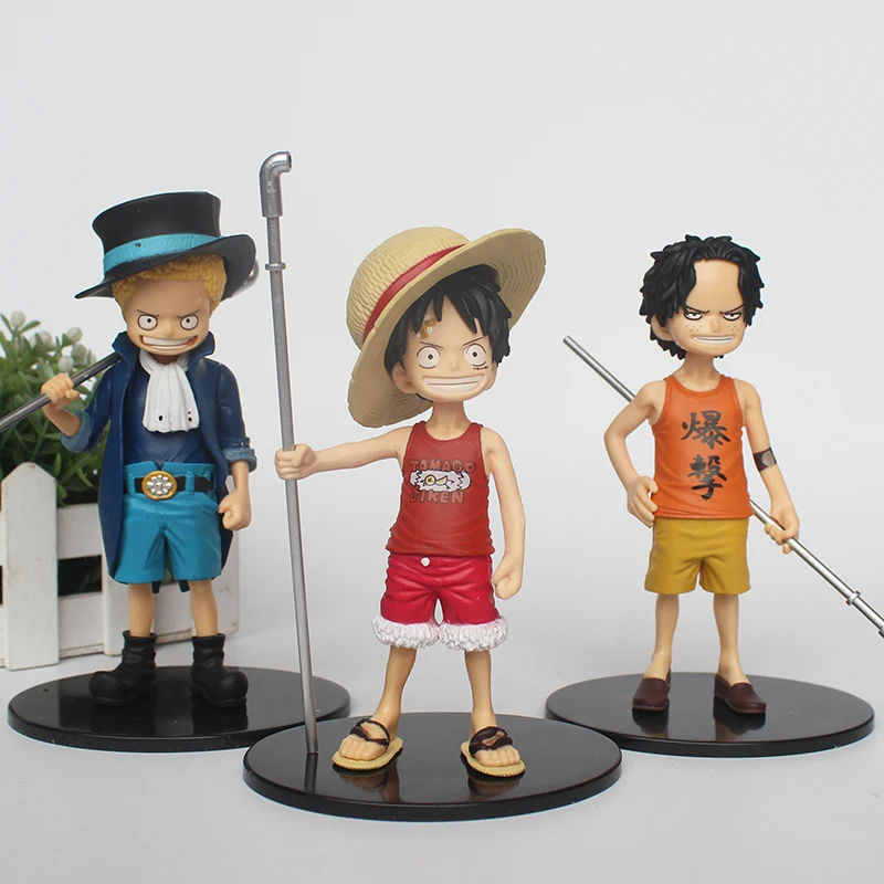 Anime One Piece Dx Luffy Childhood Ver Pvc Action Figure Luffy Ace Sabo Collection Model Toys