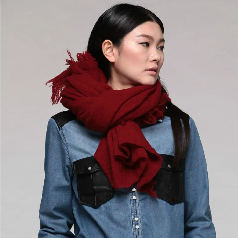 

Free Shipping 2017 Fashion Pure Wool Scarves Autumn Winter Keeping Warm Overlength Scarf Female Shawl 240 Cm SolidLove BRAND