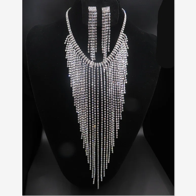 Bridal Austrian Crystal Necklace and Earrings Jewelry Set Gifts fit with Wedding Dress (15)