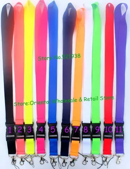 

Wholesale 100 pcs Polyester Strap Solid Color Breakaway Lanyard Id Badge Flat Mobile Key Holder key chain mixed colros