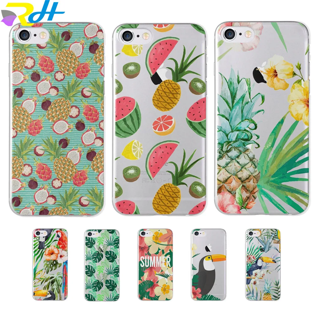 

For iphone 7 7Plus 6S 8 Plus X Xr Xs Max 5S SE Soft silicone Phone Cases Back Cover Capa For of Stylish Tropical