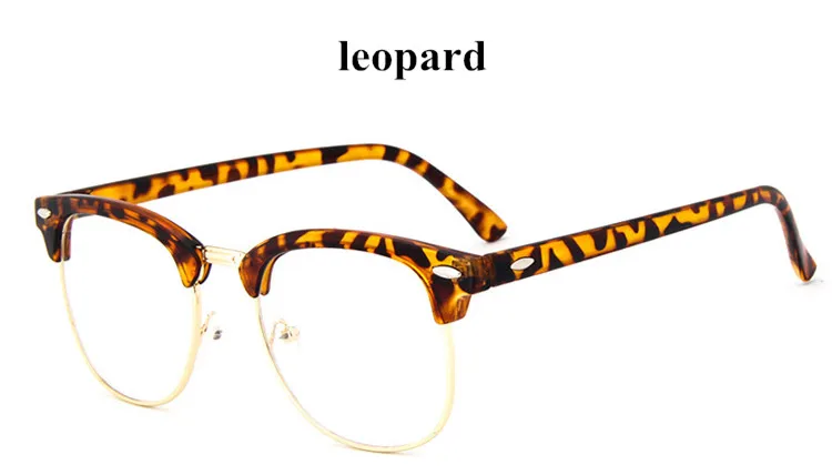 Ретро мода, металлическая полуоправа, стекло es, рамка для женщин и мужчин, стекло для чтения, УФ-защита, прозрачные линзы, компьютерные очки, стекло для глаз es - Цвет оправы: leopard