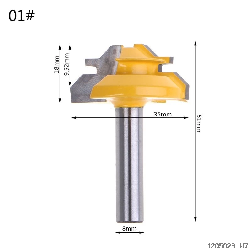 45 градусов Блокировка Торцовочная 8*1-1/2 3/8 8*2 фреза 8 мм хвостовик триммер дрель фреза дерево Рабочий инструмент