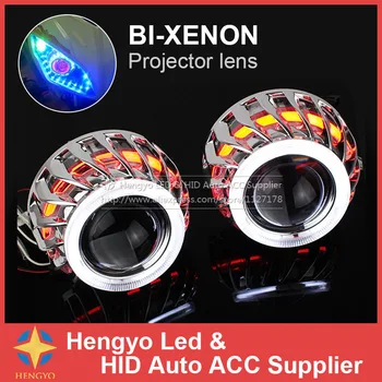 

F2 2.8inch Double Angel Eyes CCFL Bi-xenon HID Projector headlight Lens xenon bulb H1 with H4 H7 adapter car styling