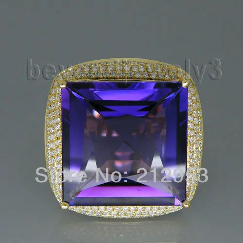 US $2.378.00 2475ct Big Solid 18Kt amp750 Yellow Gold Natural Amethyst Ring 226ct Diamond Gemstone Engagement Ring Amethyst Jewellry SR323A