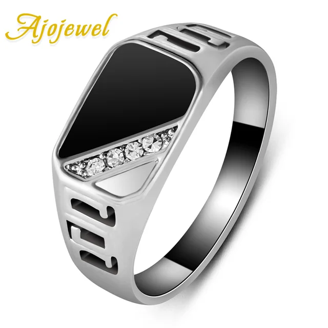 Ajojewel #7-12 Good Quality Man Jewelry Fashion Black Enamel Men Finger Ring Wit Ajojewel #7-12 Good Quality Man Jewelry Fashion Black Enamel Men Finger Ring Wit