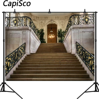 

Capisco Backgrounds filming Luxurious elegant power supply chandelier backdrop photography stairs wedding studio photocall