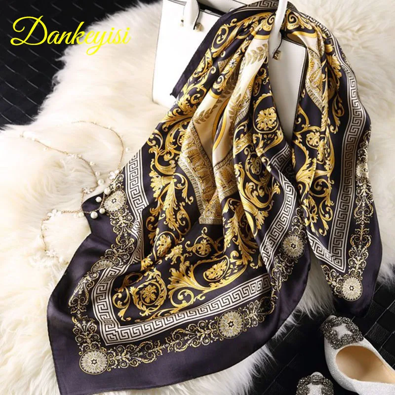 [DANKEYISI] Brand Designer Summer Scarves Women 100% Silk Scarf Luxury...