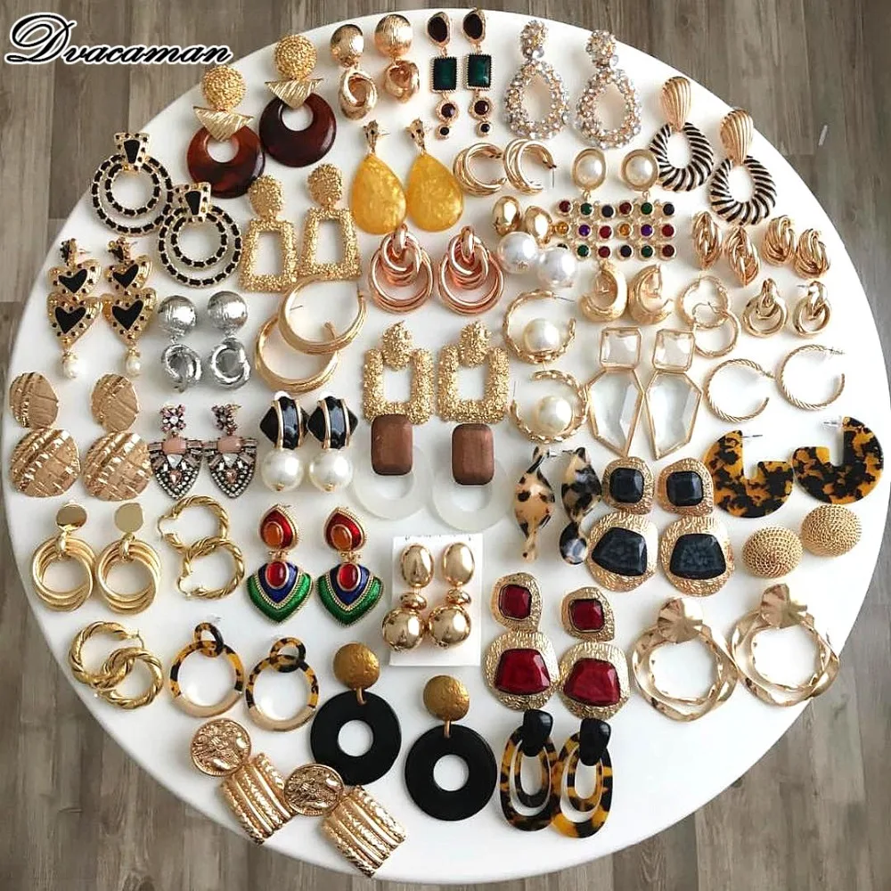 

Dvacaman ZA New Big Geometric Acrylic Drop Earrings for Women 2019 Fashion Metal Statement Earrings Pendant Party Jewelry Bijoux