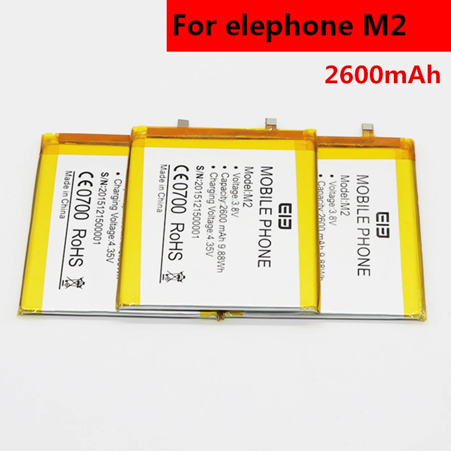

original For elephone M2 Battery 2600mAh Batterie Bateria Accumulator