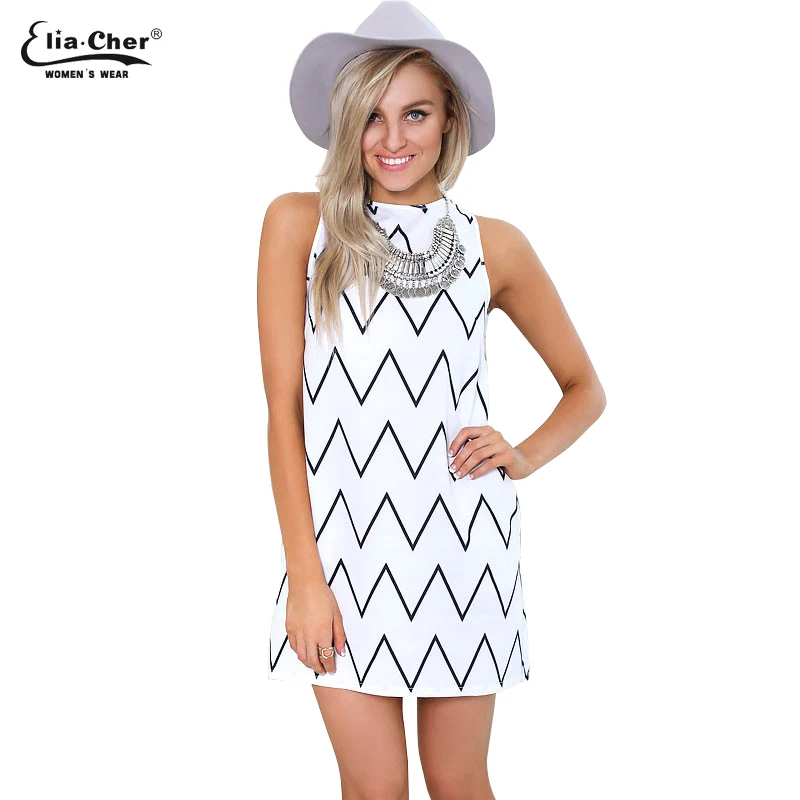 

Summer style black and white dress causal plus size women clothing chic elegant sexy fashion geometric print dresses