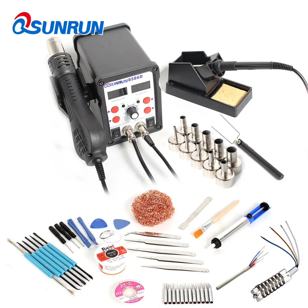 BGA/SMD 8586D Hot Air Blower Heat GunRework&Soldering Iron 2-in-1 digital display station Desoldering Station