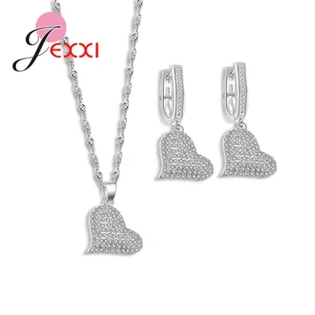 

Exquisite Love Design Women Jewelry Sets 925 Sterling Silver Earrings/Pendant/Necklace Sets Fine Jewelry Parure Bijoux