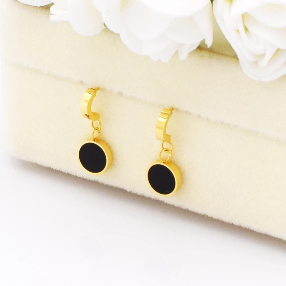 New Fashion Stainless Steel Elegant & Charming Earrings Inlaid black