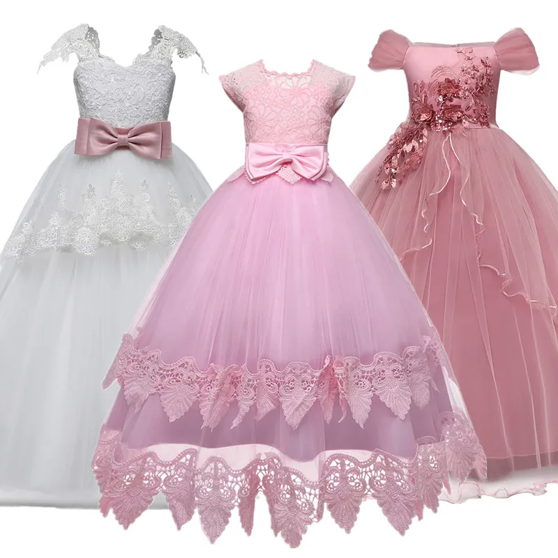 

2019 Tulle Lace Big Bow Infant Toddler Pageant White Flower Girl Dresses for Weddings Party First Communion Dresses For Girls