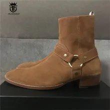 Новинка; настоящие мужские ботинки челси из джинсовой ткани; мужские ботинки ручной работы с острым носком; большие размеры; роскошные мужские ботинки из натуральной кожи