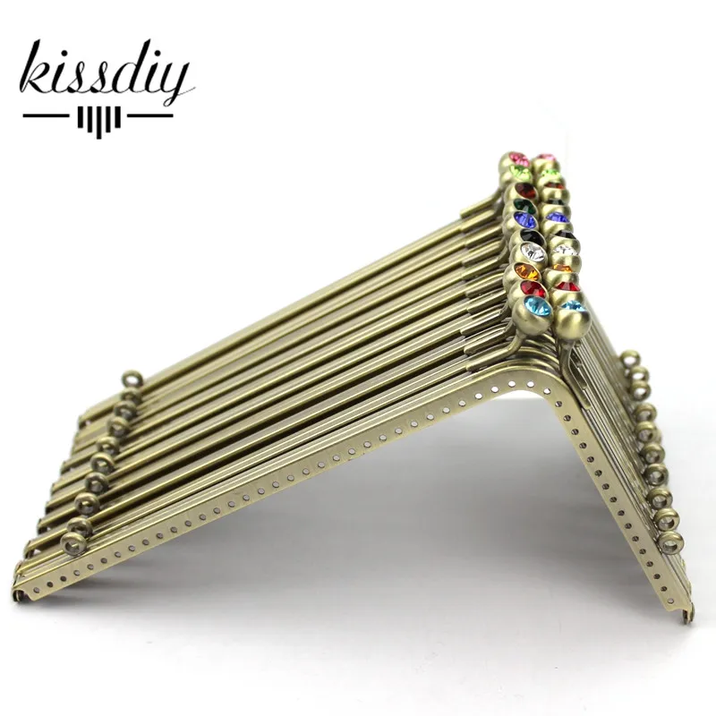 

KISSDIY 18.5*11 L shape Smooth bronze Right Angle crystal Gemstone Coins Purse Frames Metal Kiss Clasp Bags 3 pcs/lot