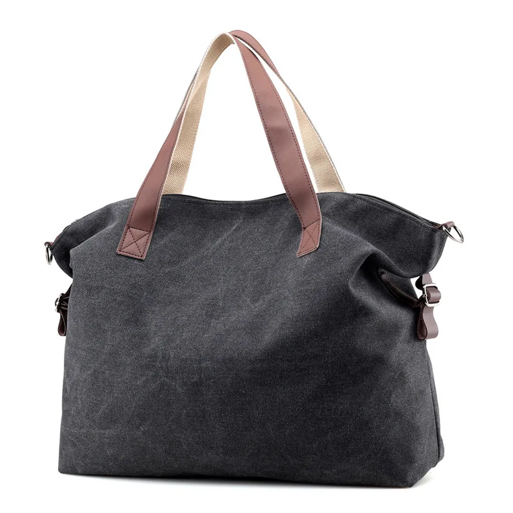 Большая емкость Женская Холщовая Сумка повседневная Холщовая Сумка через плечо винтажная сумка через плечо женская сумка для покупок трапеция# YL5 - Цвет: Черный