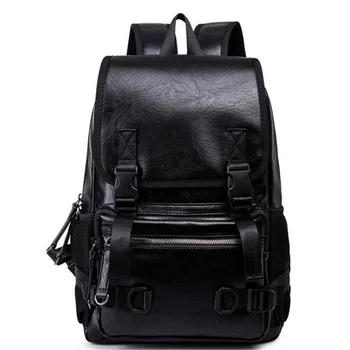 

2019 New Design Men Women Leather Backpack Mochila Masculina Casual Backpacks For Teenage Girls Men Black Travel Bag