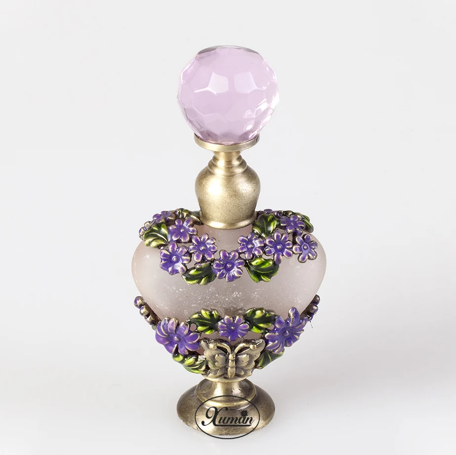 5ml PerfumeEssential Oil Vintage Empty Refillable Bottle Graven Metal