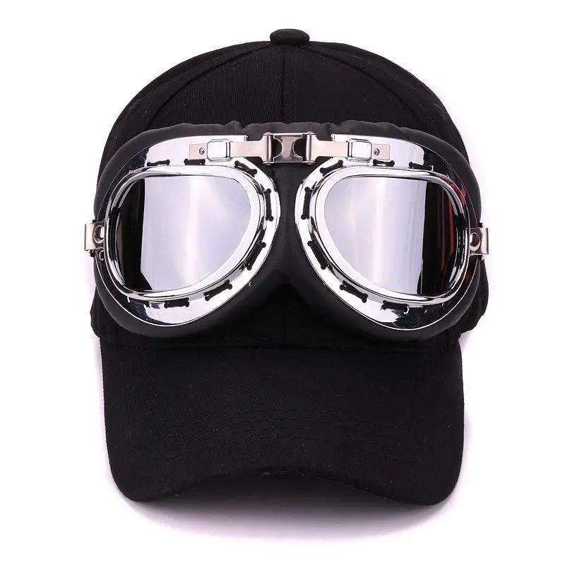 Необычные хлопковые 6 панелей лыжные очки бейсбольная кепка с вежливыми очками спортивные кепки украшения Новинка шляпа halley для мужчин и женщин - Цвет: Black