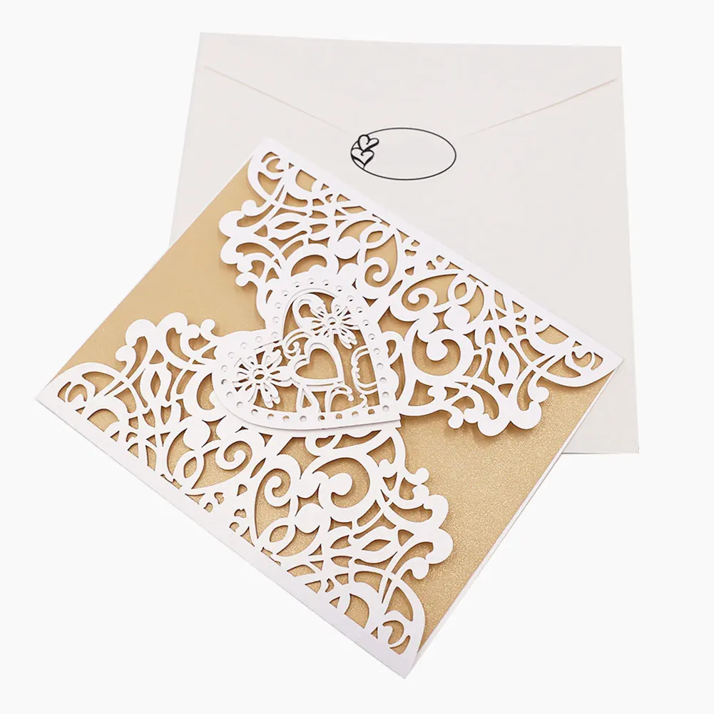  20 Pcs Invitation Cards Paper Hollow European Style for Wedding Business Birthday Party E2S - 4000027155946