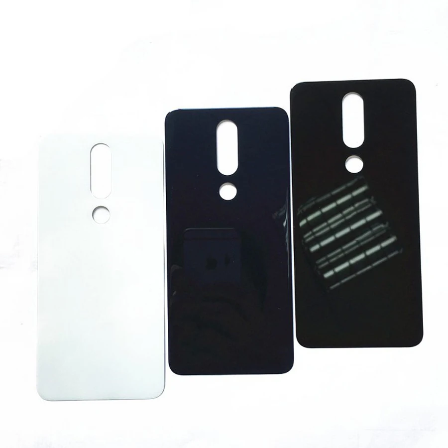10 шт. Задняя стеклянная панель, чехол для Nokia 6,1 Plus X6, крышка для батареи, корпус, дверь для Nokia 5,1 Plus x5, запасные части