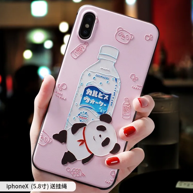 Китайский рельефный чехол с изображением панды минеральной воды для Iphone X iphone 6 6s 7