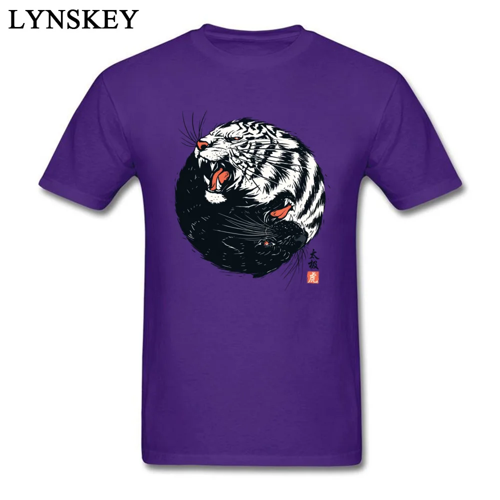 T Shirts Short Sleeve Casual New Design Taichi Tiger O-Neck All Cotton Men`s Summer Autumn Tops Shirts Casual Tee Shirt Taichi Tiger purple