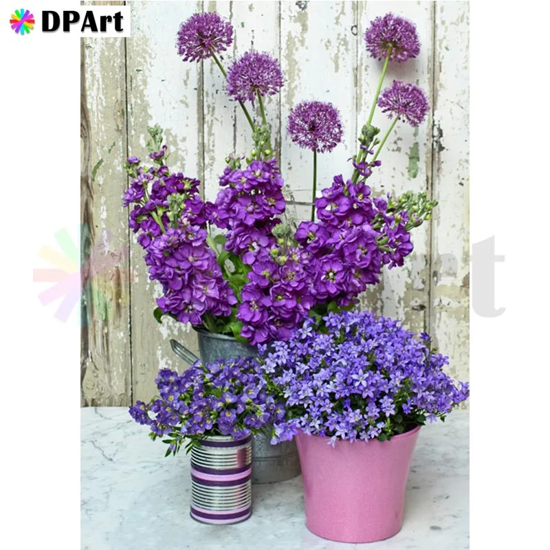 Diamond Painting 5D Full Square/Round Drill Purple Flowers Violet 3d Daimond Rhinestone Embroidery Cross Stitch Mosaic M507 | Дом и сад
