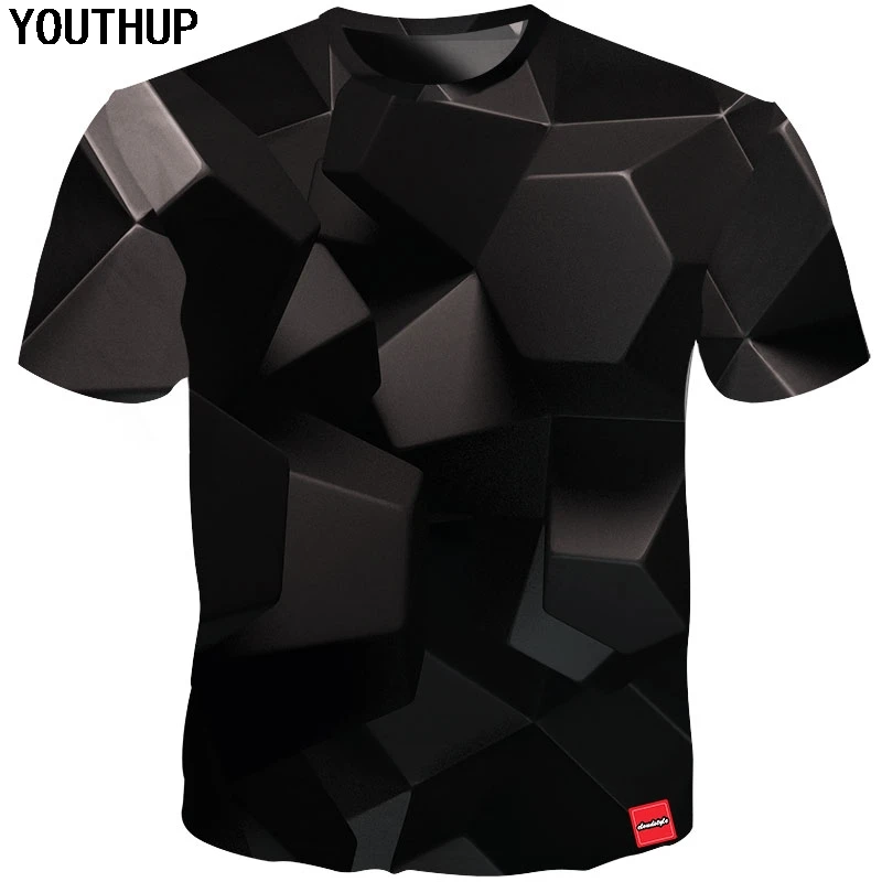YOUTHUP 2020 новая дизайнерская Летняя мужская футболка с геометрическим 3d видением