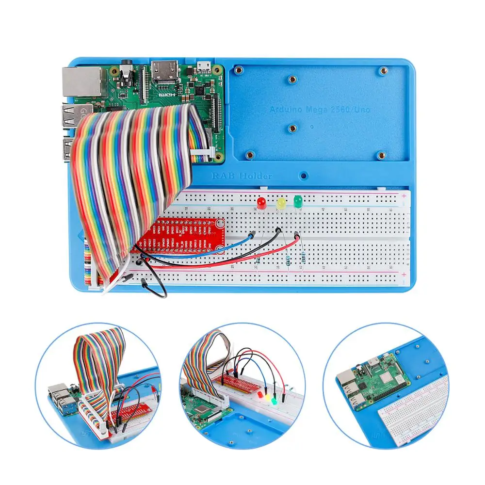 Набор держателей sunfower RAB с 830 точками без пайки монтажная плата перемычки провода резисторы для светодиодов для Arduino Raspberry Pi 3B