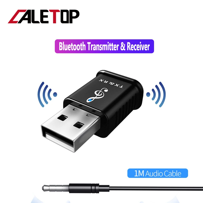 5,0 Bluetooth передатчик приемник Мини 3,5 мм AUX стерео беспроводной Bluetooth адаптер для автомобиля музыка Bluetooth передатчик для телевизора - Цвет: Черный