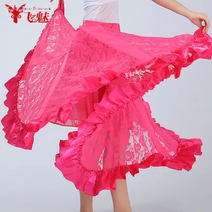Ballroom Dance Skirt Modern Standard Waltz Lace Circular Competition Dance Dress Belly Boho Gypsy
